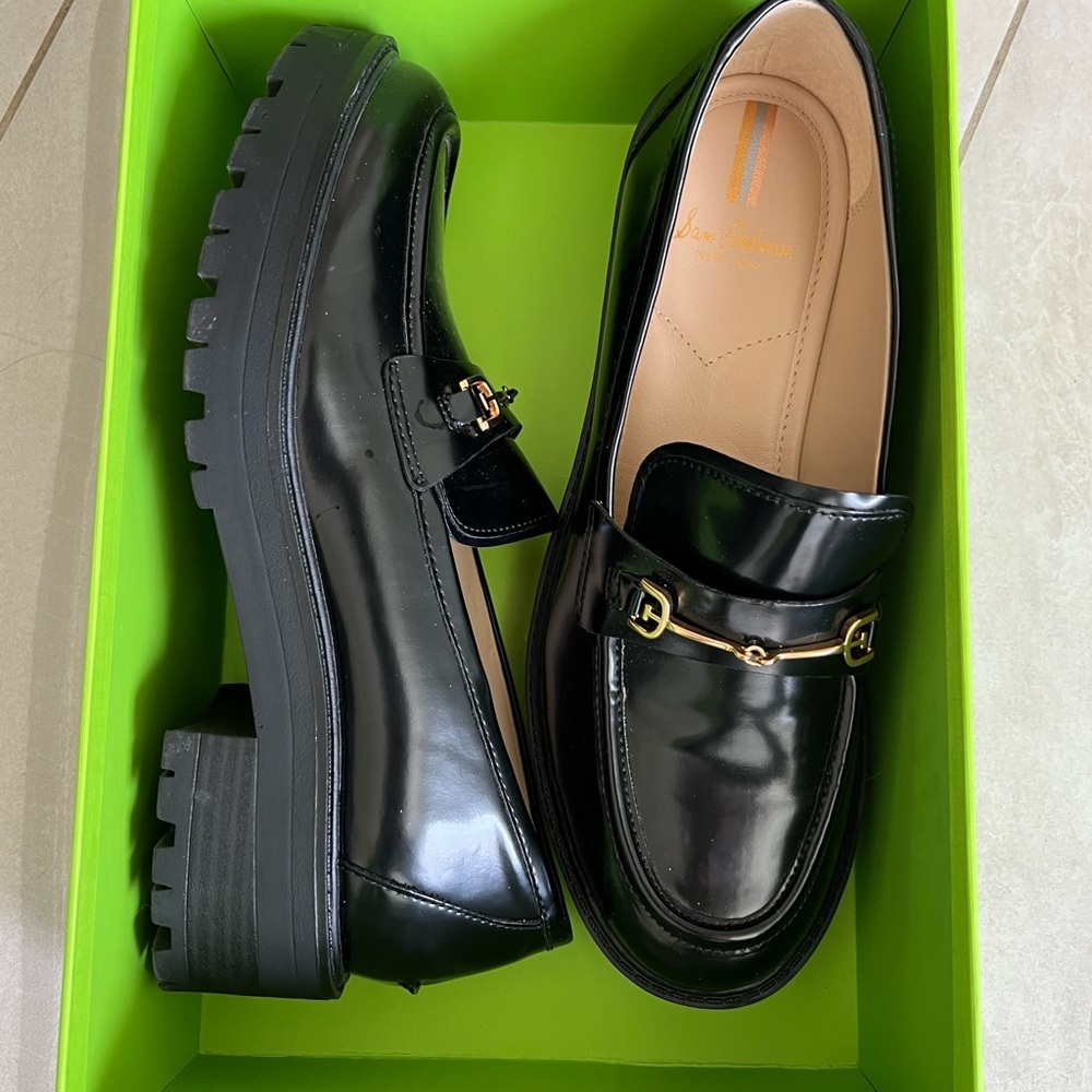 Sam Edelman Black Patent Chunky Loafers